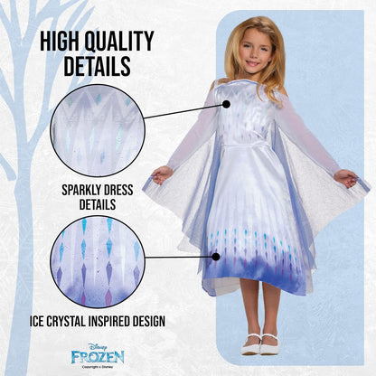 Disney officieel Classic Frozen Elsa-kostuum voor meisjes, Elsa-jurk meisjes, ijskoningin-kostuum voor meisjes, Elsa-kostuum voor kinderen, carnaval, carnavalskostuum, prinsessenkostuum voor kinderen