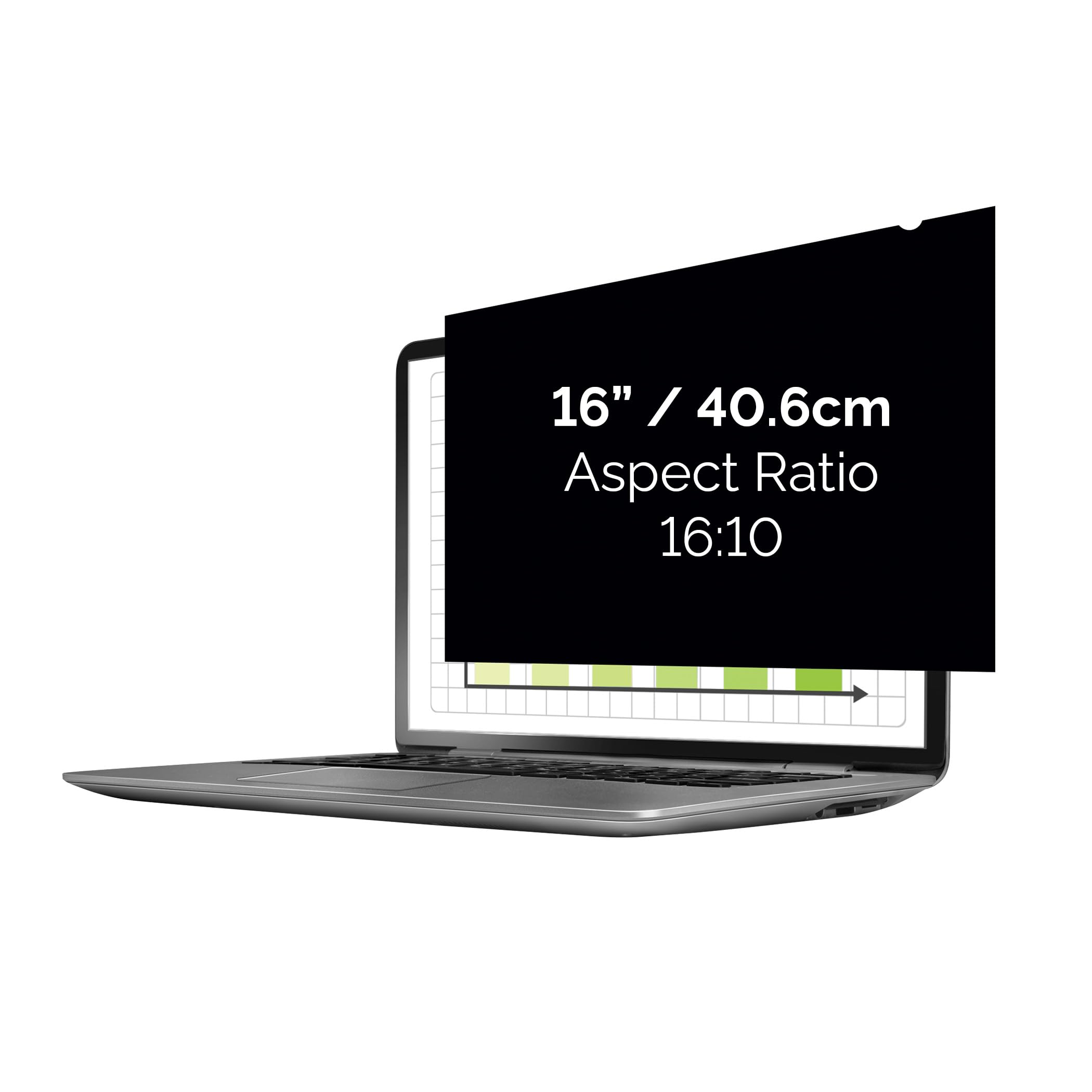 Fellowes PrivaScreen™ Black Out Privacy Filter Anti Glare Screen Protector for Laptop 16.0" Inches (16:10 Aspect Ratio) 345 x 216mm - Easy Attach & Removal with Quick Reveal Tabs™