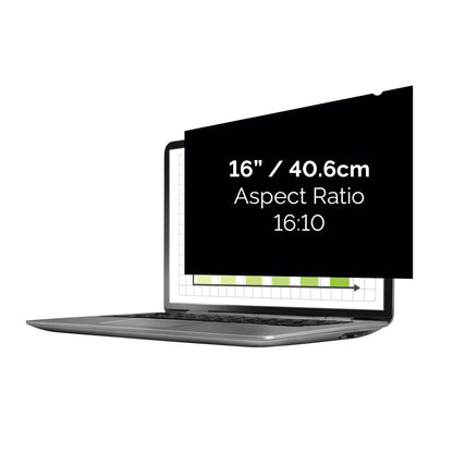 Fellowes PrivaScreen™ Black Out Privacy Filter Anti Glare Screen Protector for Laptop 16.0" Inches (16:10 Aspect Ratio) 345 x 216mm - Easy Attach & Removal with Quick Reveal Tabs™