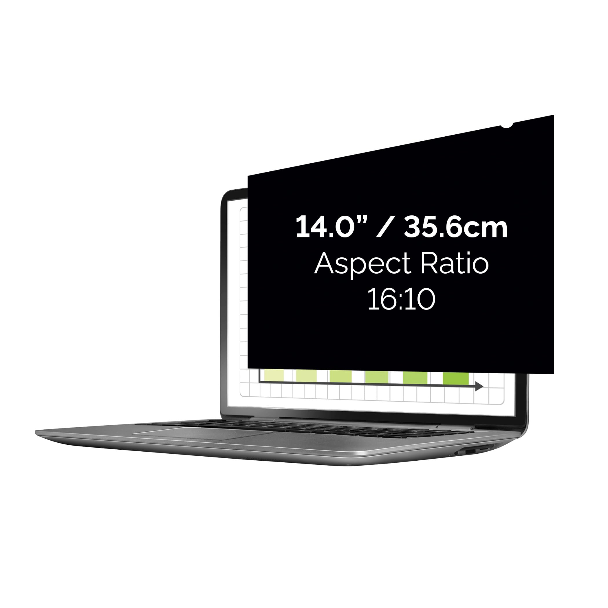 Fellowes PrivaScreen™ Black Out Privacy Filter Anti Glare Screen Protector for Laptop 14.0" Inches (16:10 Aspect Ratio) 302 x 189mm - Easy Attach & Removal with Quick Reveal Tabs™