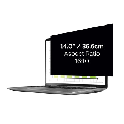 Fellowes PrivaScreen™ Black Out Privacy Filter Anti Glare Screen Protector for Laptop 14.0" Inches (16:10 Aspect Ratio) 302 x 189mm - Easy Attach & Removal with Quick Reveal Tabs™