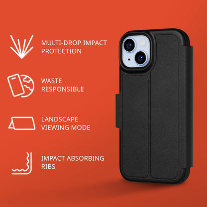 Tech21 EvoLite Wallet for iPhone 15 - Impact Protection Case - 3 card slots - Black