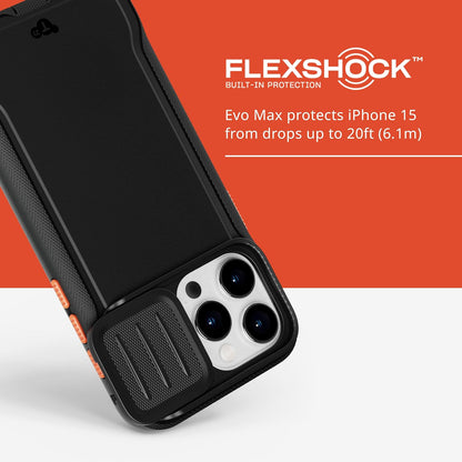 tech21 Evo Max case for iPhone 15 Pro Max- Compatible with MagSafe - Impact Protection Case - Lanyards included - Black