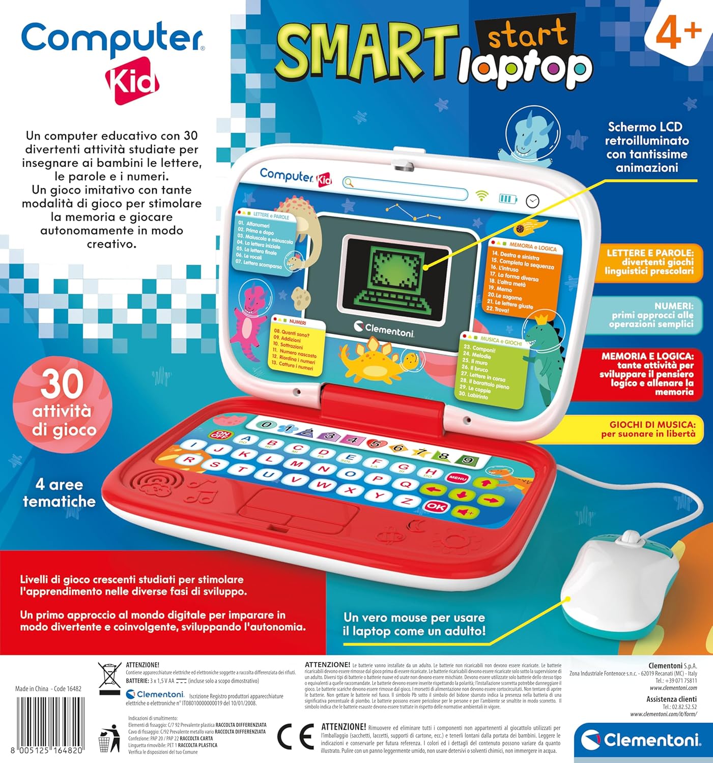 Clementoni Educativi Giochi Sapientino Ela Smart Start Laptop 4+