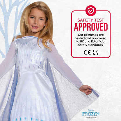 Disney officieel Classic Frozen Elsa-kostuum voor meisjes, Elsa-jurk meisjes, ijskoningin-kostuum voor meisjes, Elsa-kostuum voor kinderen, carnaval, carnavalskostuum, prinsessenkostuum voor kinderen