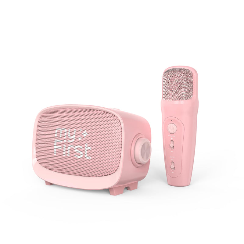 myFirst Voice 2 - Mini karaokemachine voor kinderen met draadloze microfoon en Ai-spraakwisselaar voor kinderen, draagbare Bluetooth-luidspreker, kerstspeelgoed, cadeaus voor meisjes en jongens van