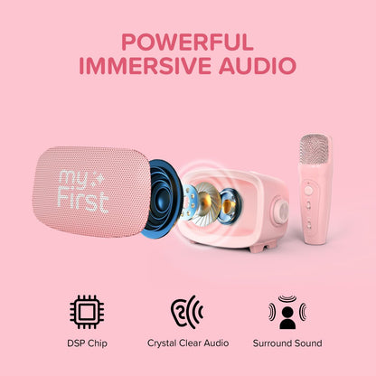 myFirst Voice 2 - Mini karaokemachine voor kinderen met draadloze microfoon en Ai-spraakwisselaar voor kinderen, draagbare Bluetooth-luidspreker, kerstspeelgoed, cadeaus voor meisjes en jongens van