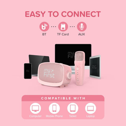 myFirst Voice 2 - Mini karaokemachine voor kinderen met draadloze microfoon en Ai-spraakwisselaar voor kinderen, draagbare Bluetooth-luidspreker, kerstspeelgoed, cadeaus voor meisjes en jongens van