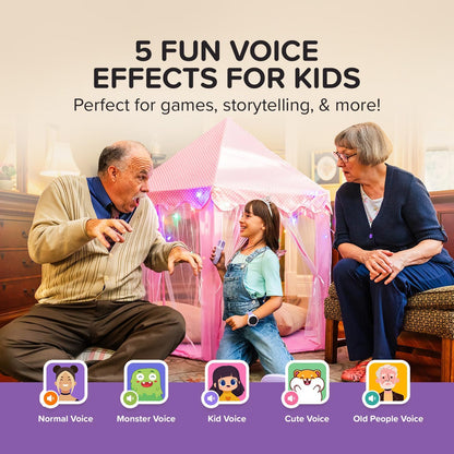 myFirst Voice 2 Interactieve microfoon, draagbaar, draadloos, Bluetooth, karaoke, met echoverversterker, grappige spraakeffecten voor jongens en meisjes (paars)