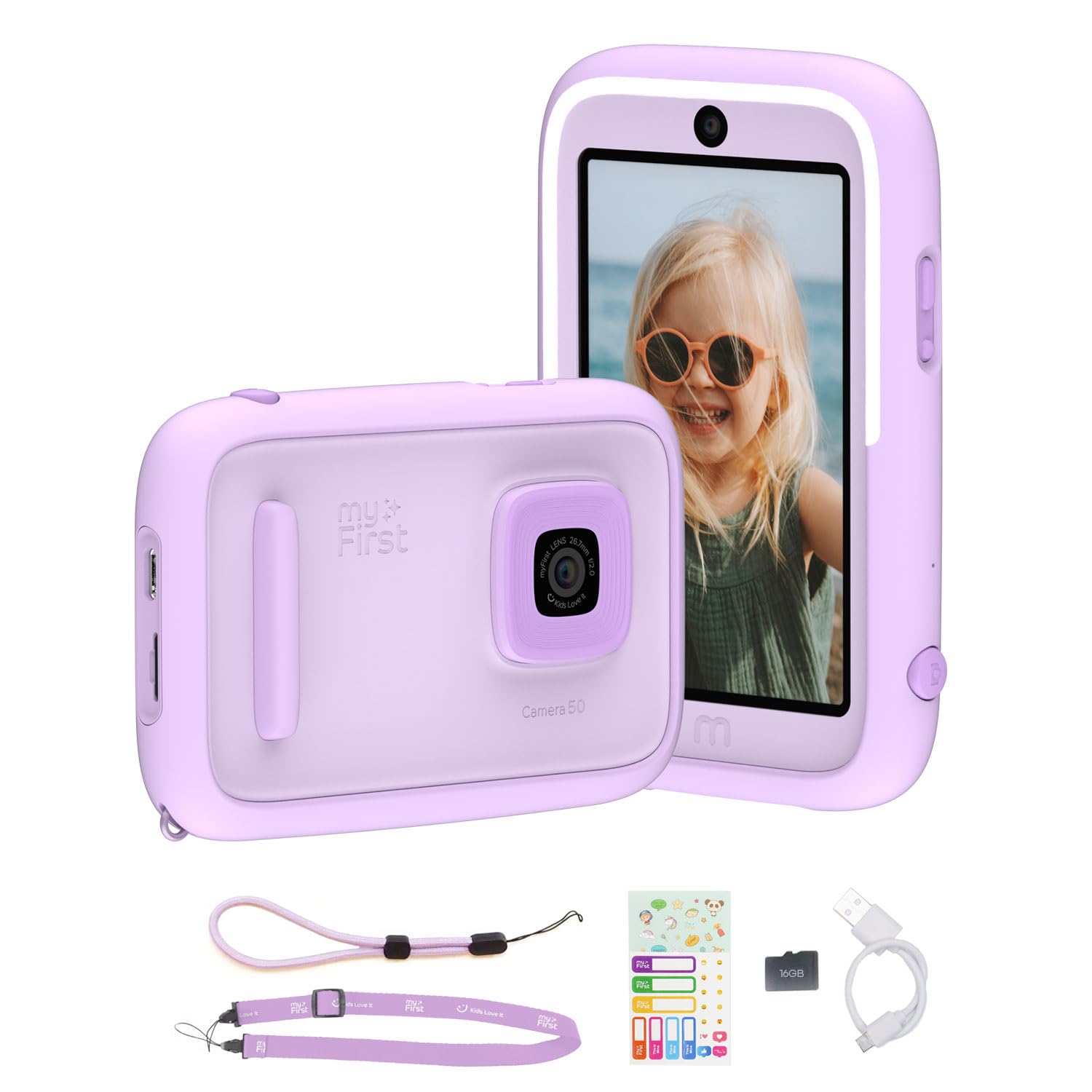 myFirst Camera 50 Digitale camera voor kinderen, 20 MP foto's, 1080p video, voorkant en selfielens, kerst- en verjaardagscadeaus voor jongens en meisjes van 4-15 jaar, draagbaar, reisvriendelijk