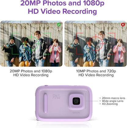 myFirst Camera 50 Digitale camera voor kinderen, 20 MP foto's, 1080p video, voorkant en selfielens, kerst- en verjaardagscadeaus voor jongens en meisjes van 4-15 jaar, draagbaar, reisvriendelijk