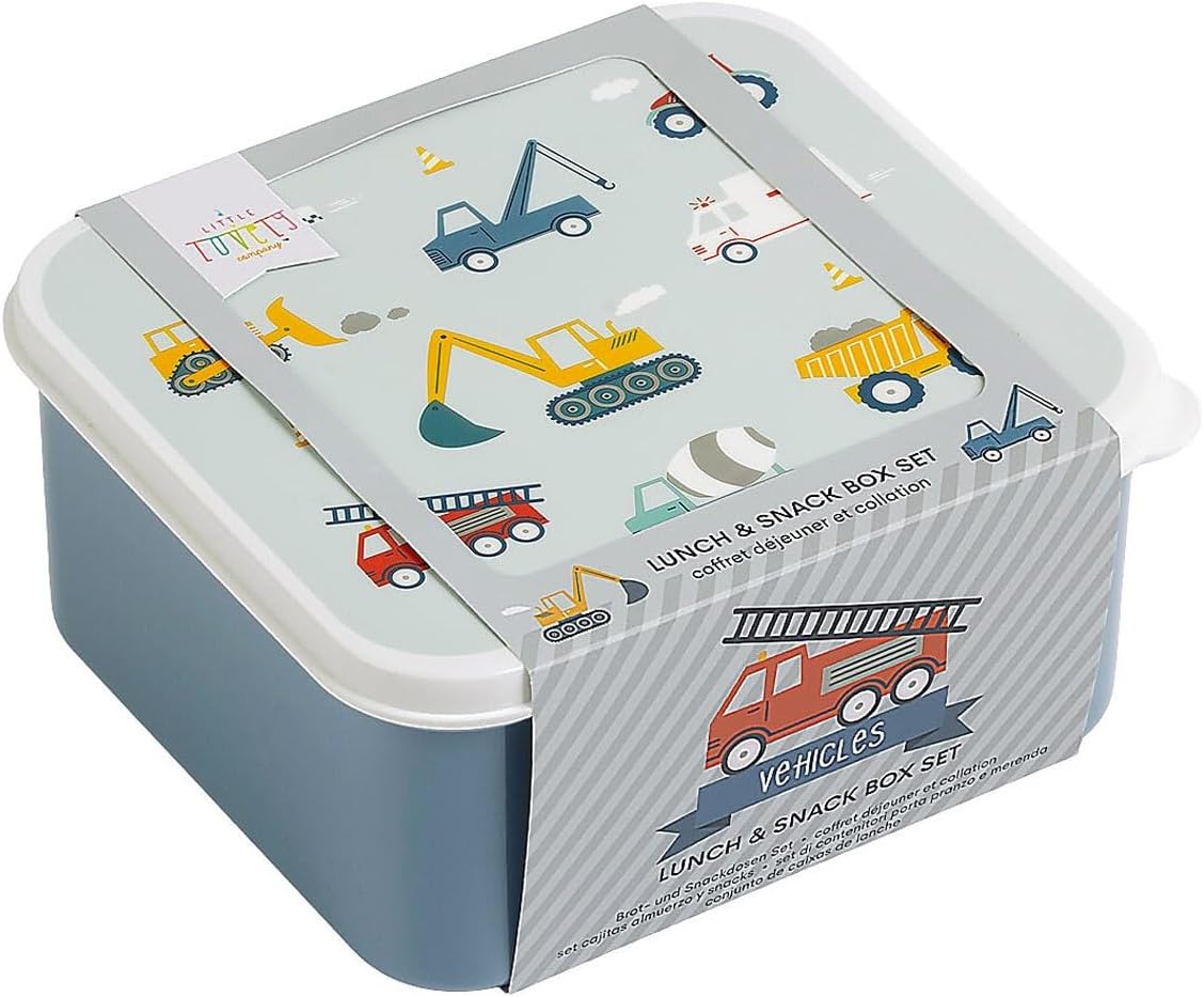 A LITTLE LOVELY COMPANY Set van 4 lunchboxen, motief: voertuigen