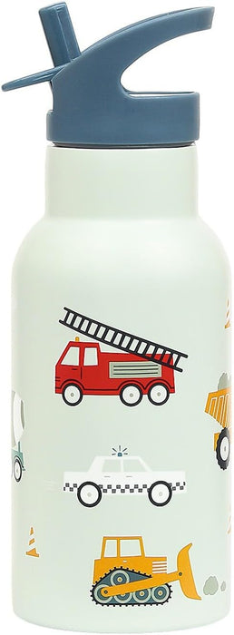 A Little Lovely Company - Stainless Steel Drinking Bottle - Vehicles - 7.3 X 20 X 7.3 Cm