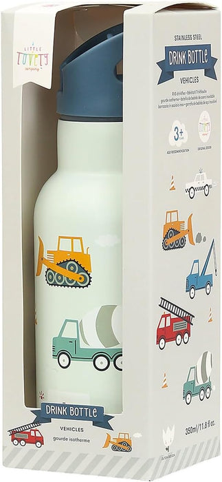A Little Lovely Company - Stainless Steel Drinking Bottle - Vehicles - 7.3 X 20 X 7.3 Cm