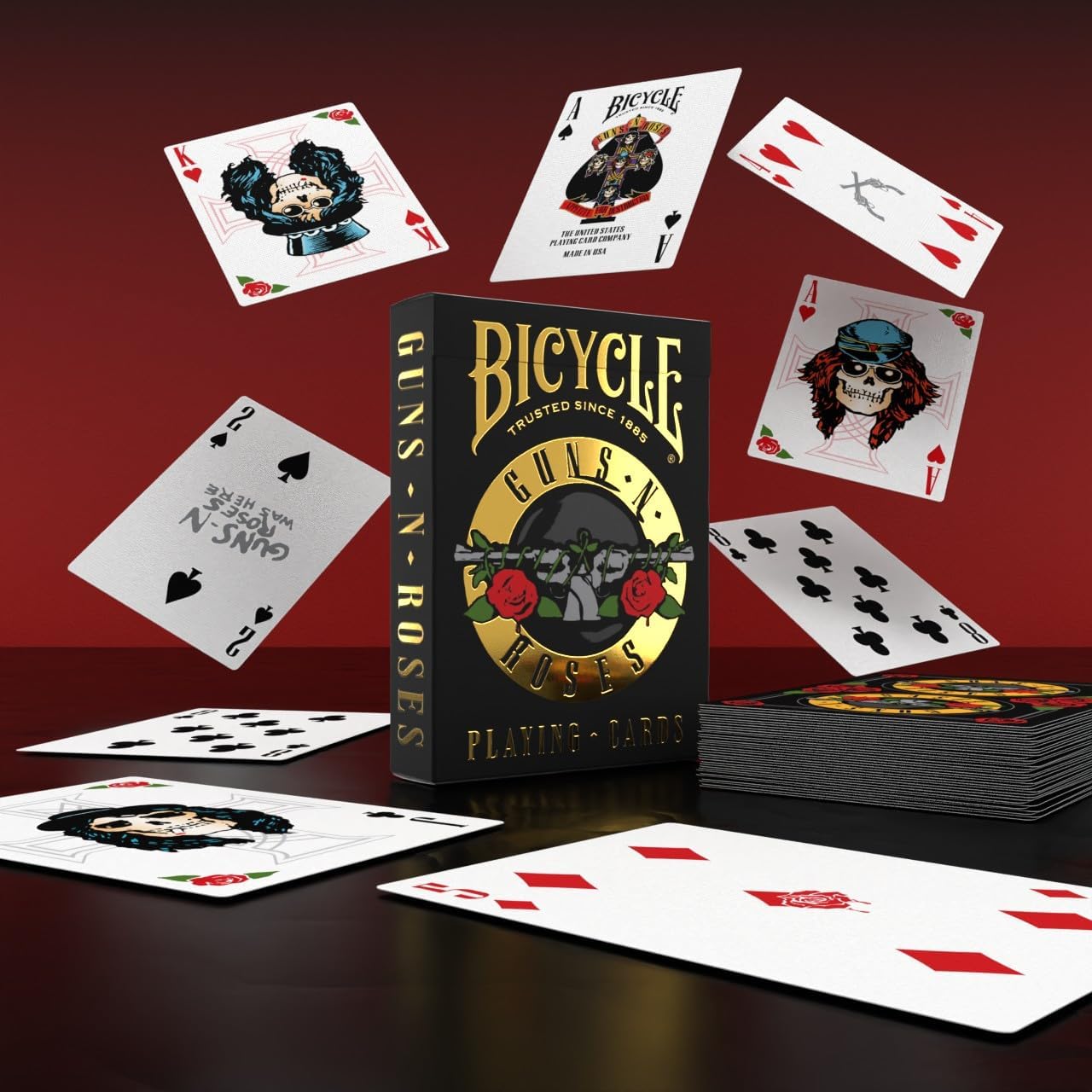 Bicycle - Guns N’ Roses - Jeu de 54 Cartes à Jouer, Argent (Silver