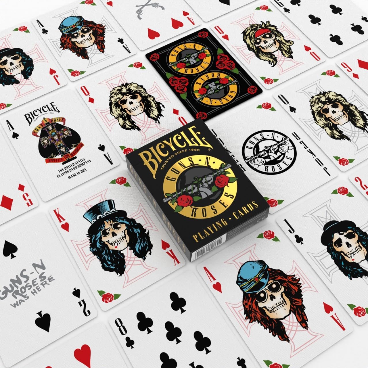 Bicycle - Guns N’ Roses - Jeu de 54 Cartes à Jouer, Argent (Silver
