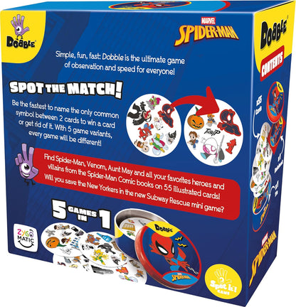 Asmodee | Dobble Spiderman | Family Card Game | Ages 6+ | 2-8 Players | 15+ Minutes Playing Time