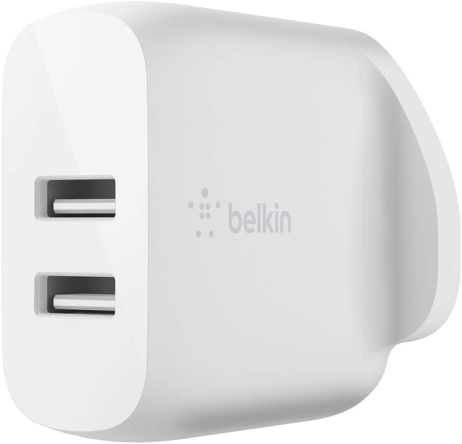 Belkin Boost Charge Dual USB-A Wall Charger 24 W + USB-A to USB-C Cable (USB Wall Charger for Samsung, Pixel, iPad Pro, More)