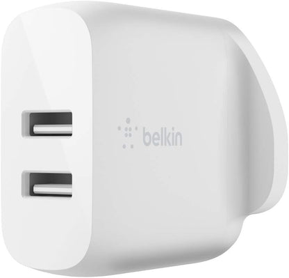 Belkin Boost Charge Dual USB-A Wall Charger 24 W + USB-A to USB-C Cable (USB Wall Charger for Samsung, Pixel, iPad Pro, More)