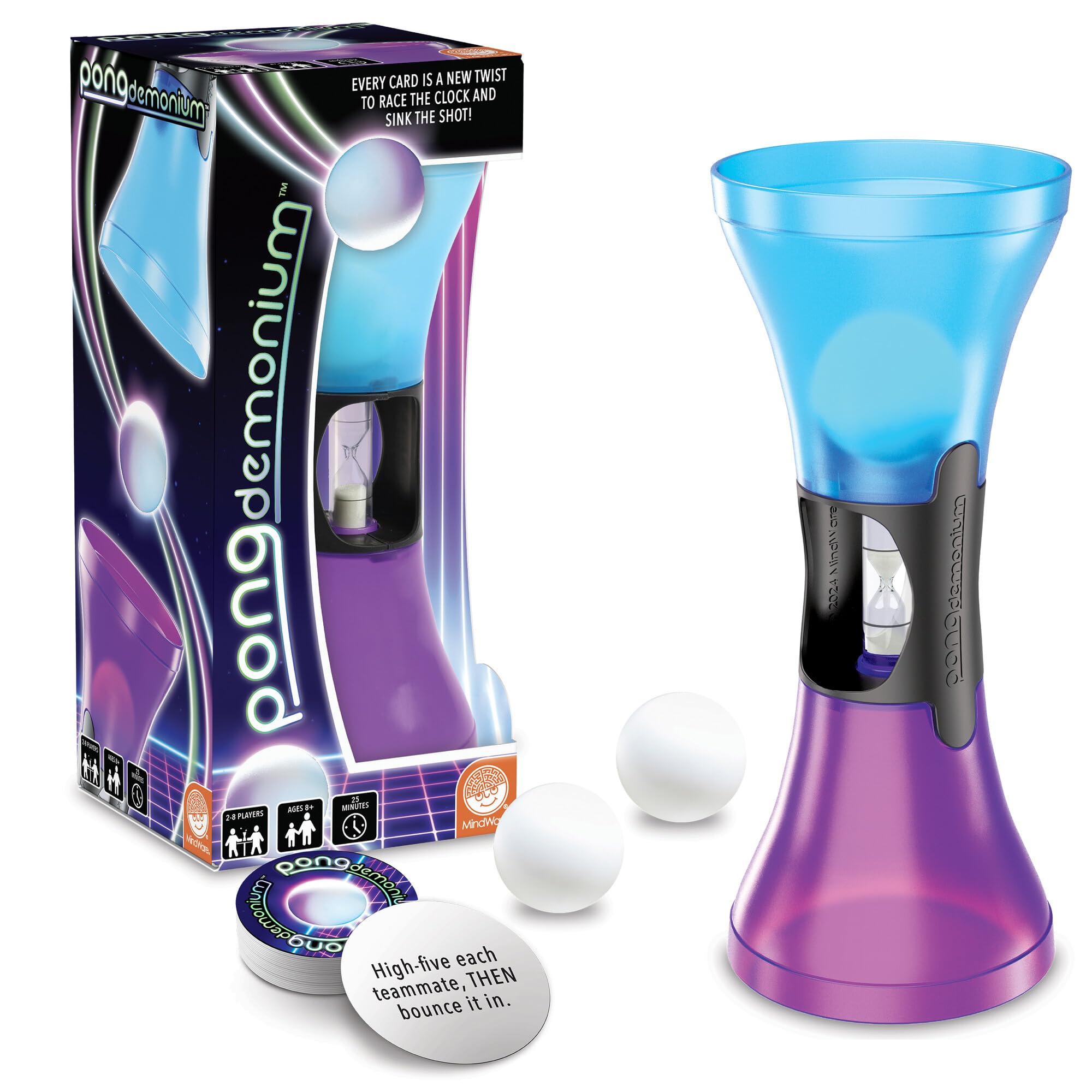 Mindware | Pongdemonium | Fast-Paced Bouncing Ball Party Game | Ages 8+ | 2-8 Players | 25 Minutes Playing Time