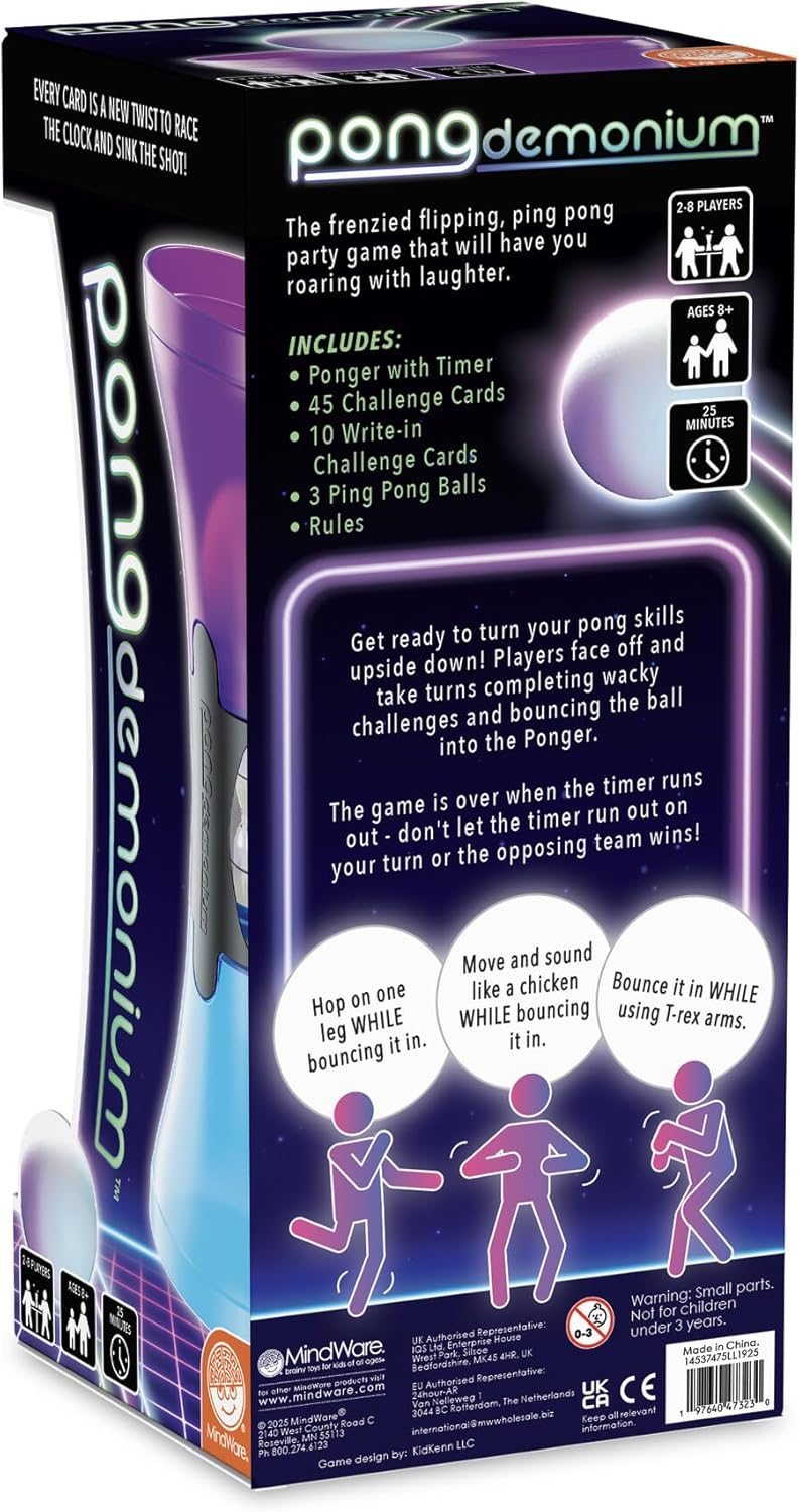 Mindware | Pongdemonium | Fast-Paced Bouncing Ball Party Game | Ages 8+ | 2-8 Players | 25 Minutes Playing Time