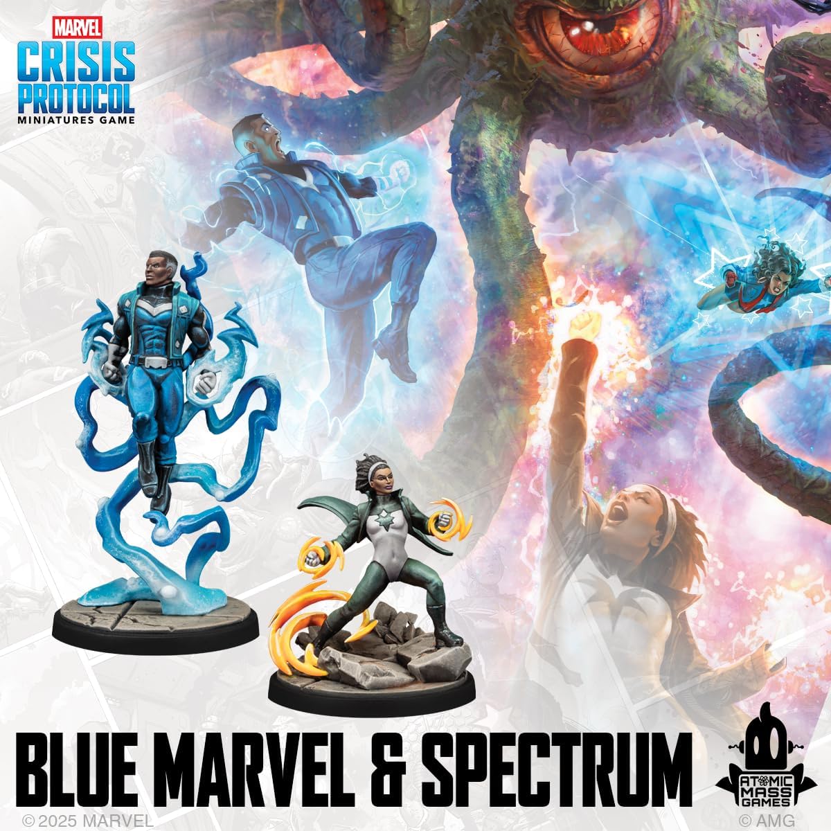 Asmodee | Marvel Crisis Protocol - Blue Marvel & Spectrum | Miniatures Tabletop Game | Ages 14+ | 2 Players | 90+ Minutes Playing Time
