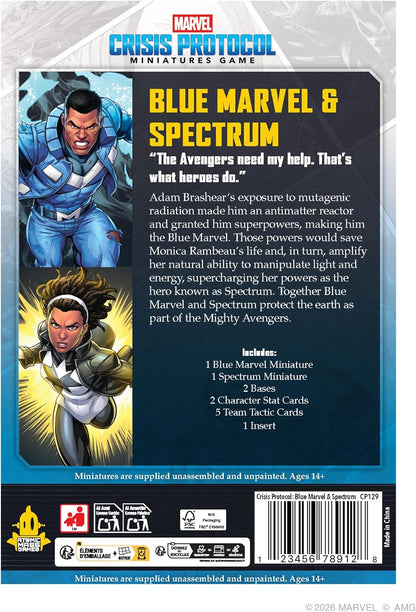 Asmodee | Marvel Crisis Protocol - Blue Marvel & Spectrum | Miniatures Tabletop Game | Ages 14+ | 2 Players | 90+ Minutes Playing Time