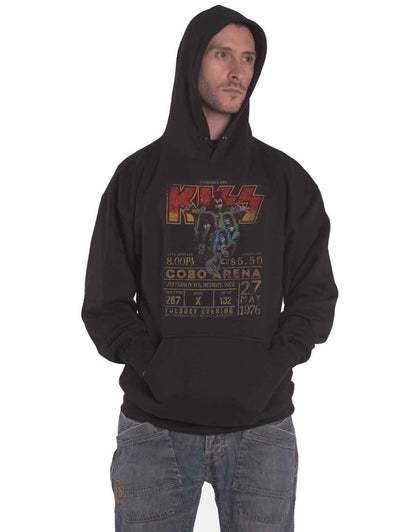 Kiss Hoodie Cobra Arena 1976 Band Logo Official Mens Black Pullover