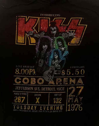 Kiss Hoodie Cobra Arena 1976 Band Logo Official Mens Black Pullover