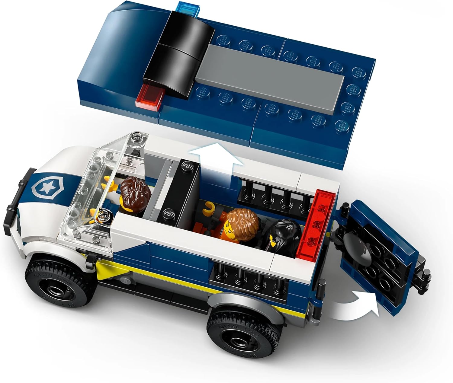 LEGO City Police Prisoner Transport Van Toy - Model Truck Kit w/Motorbike, 3 Minifigures & Removable Cell Door - Birthday Gift Idea for 6+ Year Old Boys - 60479