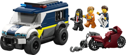 LEGO City Police Prisoner Transport Van Toy - Model Truck Kit w/Motorbike, 3 Minifigures & Removable Cell Door - Birthday Gift Idea for 6+ Year Old Boys - 60479