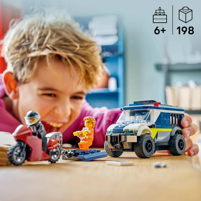 LEGO City Police Prisoner Transport Van Toy - Model Truck Kit w/Motorbike, 3 Minifigures & Removable Cell Door - Birthday Gift Idea for 6+ Year Old Boys - 60479