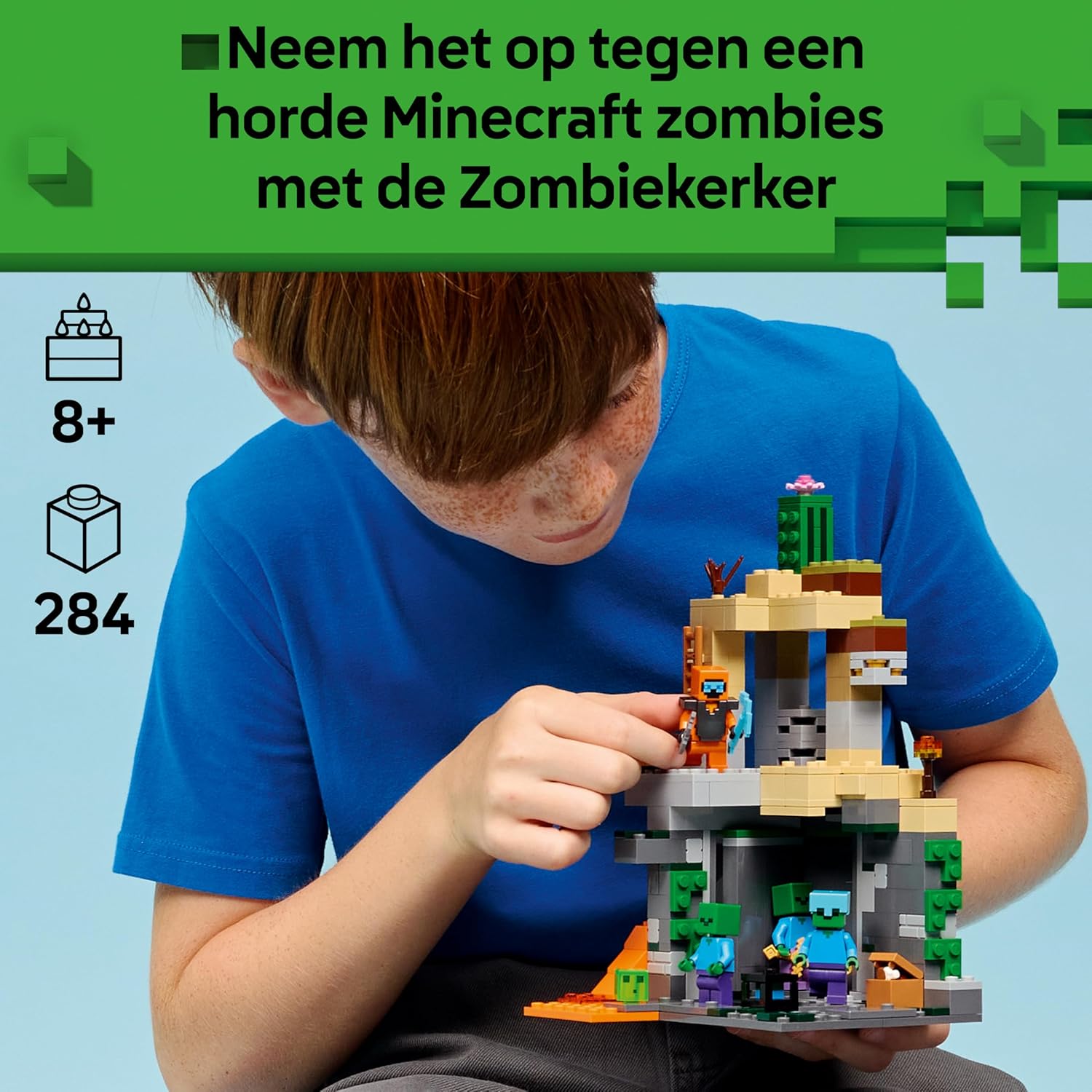 LEGO Minecraft Zombie Dungeon - Interactive Toy with a Wanderer Minifigure, 3 Zombie Figures, a Slime & Crafting Table - Gaming Gift for 8+ Year Old Boys & Girls - 21587