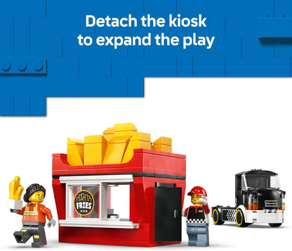 LEGO City Fries Food Truck Toy - Vehicle Model Kit w/Removable Shop, 2 Minifigures & Play Food Accessories - Birthday Gift Idea for 5+ Year Old Boys - 60488