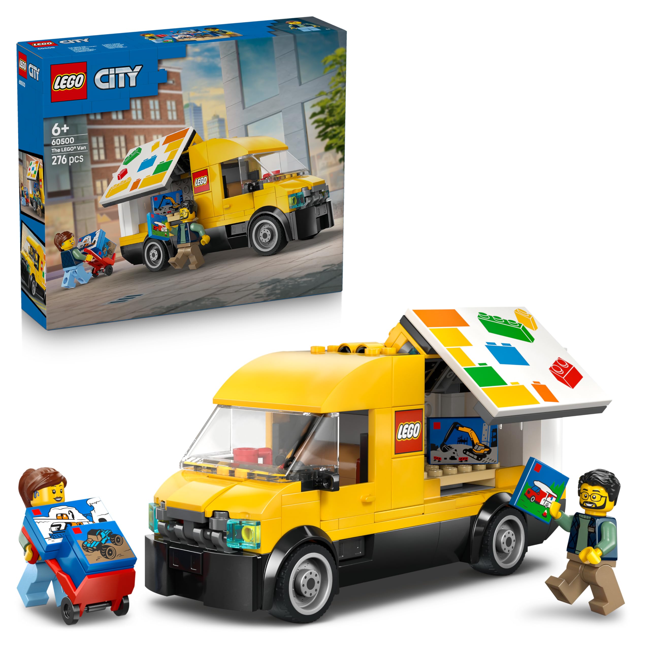 LEGO City De LEGO Bestelwagen Auto Speelgoed voor Kinderen - Bouwpakket met 2 Minifiguren, Karretje en Accessoires voor Rollenspellen - Verjaardagscadeau voor Jongens vanaf 6 Jaar - 60500