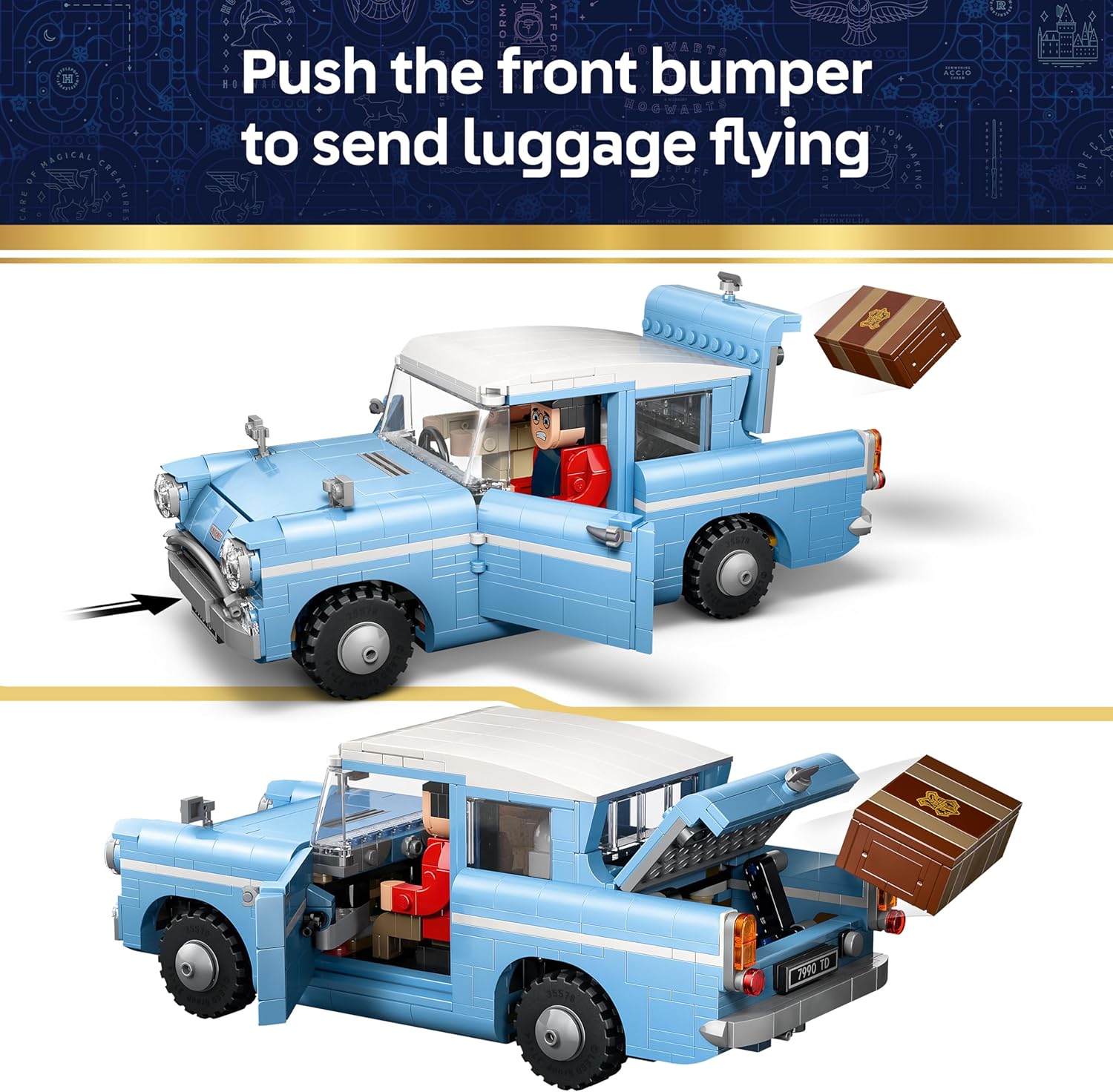 LEGO Harry Potter Enchanted Flying Ford Anglia - Car Model Kit with Harry, Ron & Hedwig Figures - Gift for 14+ Year Old Girls, Boys & Teenage Fans - 76470