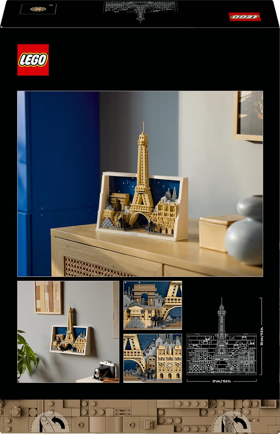 LEGO Architecture Paris – City of Love - DIY Miniature Model Kit for Adults - Home Decor 3D Wall Art w/Iconic Parisian Landmarks Incl. Eiffel Tower - Gift Idea - 21064