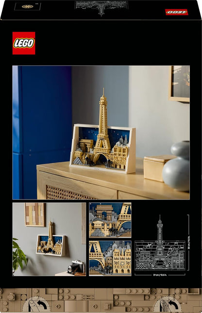 LEGO Architecture Paris – City of Love - DIY Miniature Model Kit for Adults - Home Decor 3D Wall Art w/Iconic Parisian Landmarks Incl. Eiffel Tower - Gift Idea - 21064