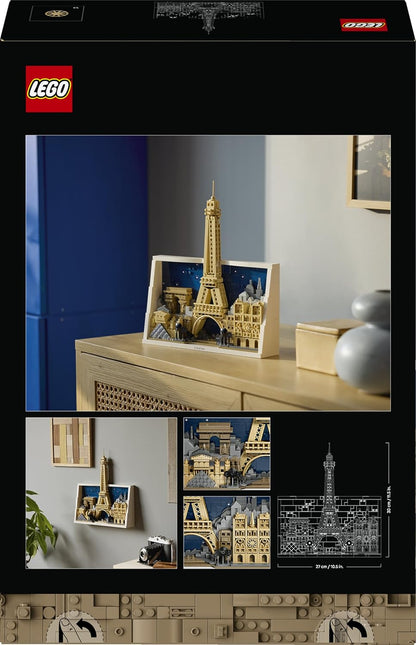 LEGO Architecture Parigi – La Città dell’Amore - Modellino da Costruire per Adulti Fai da Te - Decorazione per Casa o da Parete 3D con Paesaggio Parigino tra cui la Torre Eiffel - Idea Regalo - 21064