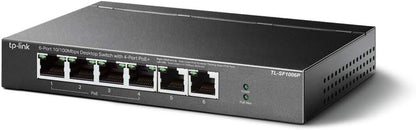 TP-Link TL-SF1006P 6 Port Fast Ethernet 10/100Mbps PoE Switch, 4 PoE+ Ports at 67W Plug & Play, Sturdy Metal w/Shielded Ports Network Switch, Extend Mode and Priority Mode