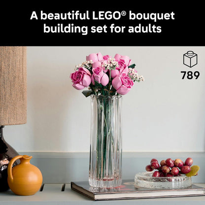 LEGO Botanicals Roze Rozenboeket Bouwpakket voor Volwassenen - Displaymodel Incl. Bloemen Figuur met Bewegende Poot, Goudmunt en Wensdecoraties - Cadeau-Idee voor Lentefestival - 10368