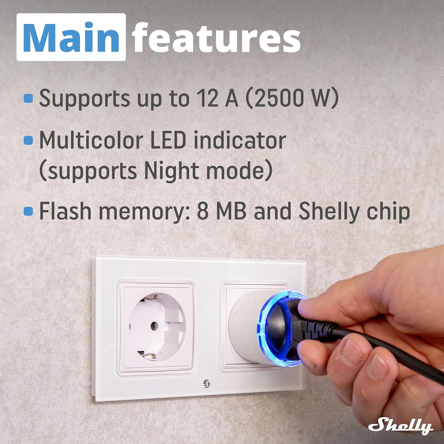 Smart Plug Shelly 85366990 Wi-Fi 230 V 10 A