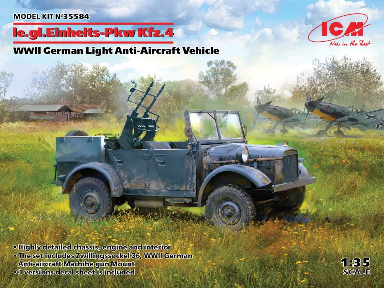 ICM 1:35 - le.gl.Einheitz-Pkw Kfz.4, WWII German AA Vehicle Model kit, ICM35584