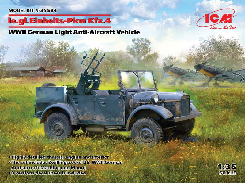 ICM 1:35 - le.gl.Einheitz-Pkw Kfz.4, WWII German AA Vehicle Model kit, ICM35584