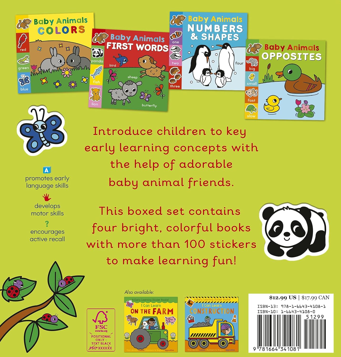I Can Learn Baby Animals: 4 Early Learning Sticker Books!