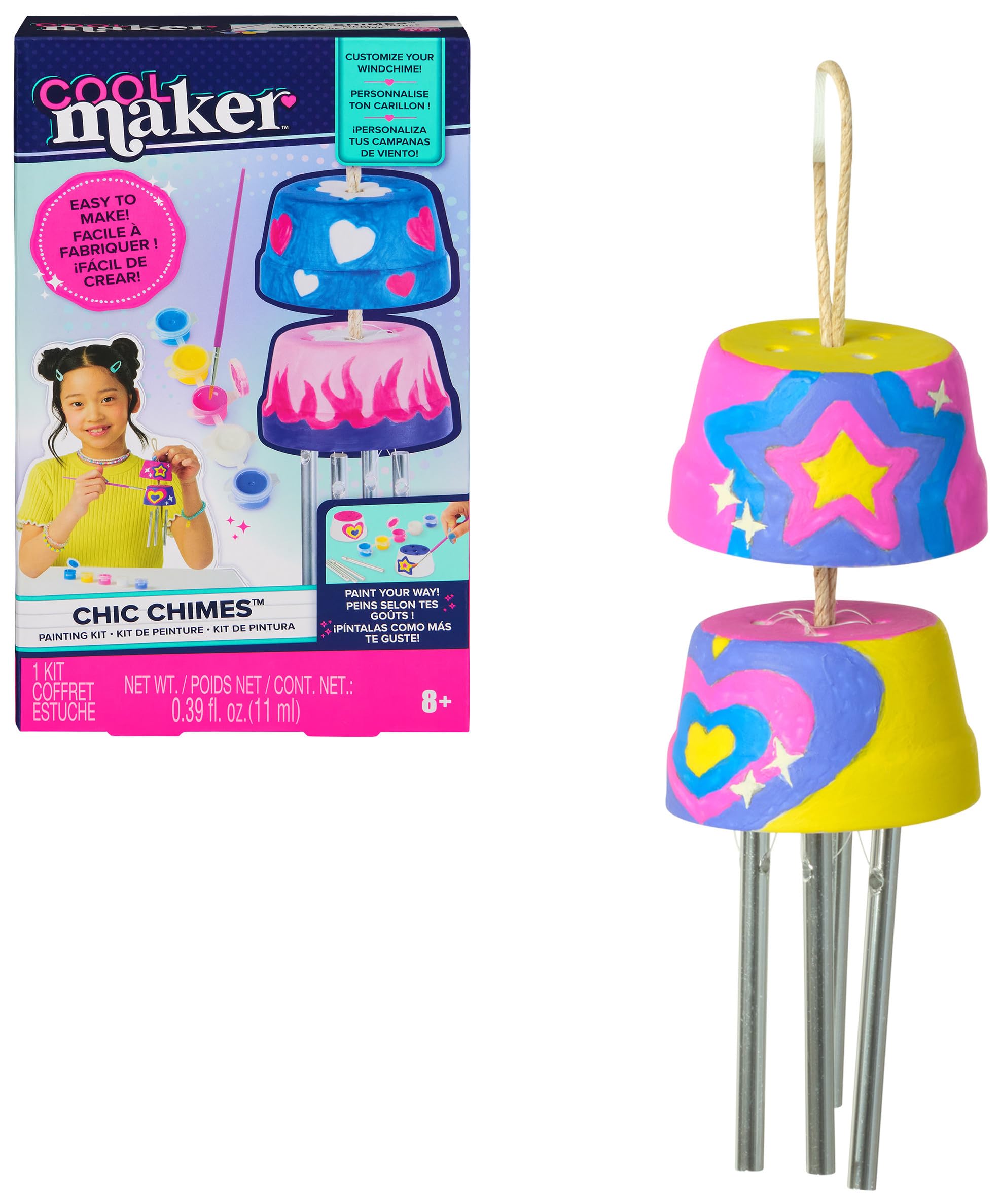 Cool MAKER, Chic Chimes Painting Kit with 5 Colours, Paint & Design a Stylish Windchime, Room Decor Arts and Crafts Kit, Kids Toys for Girls Ages 8 and up