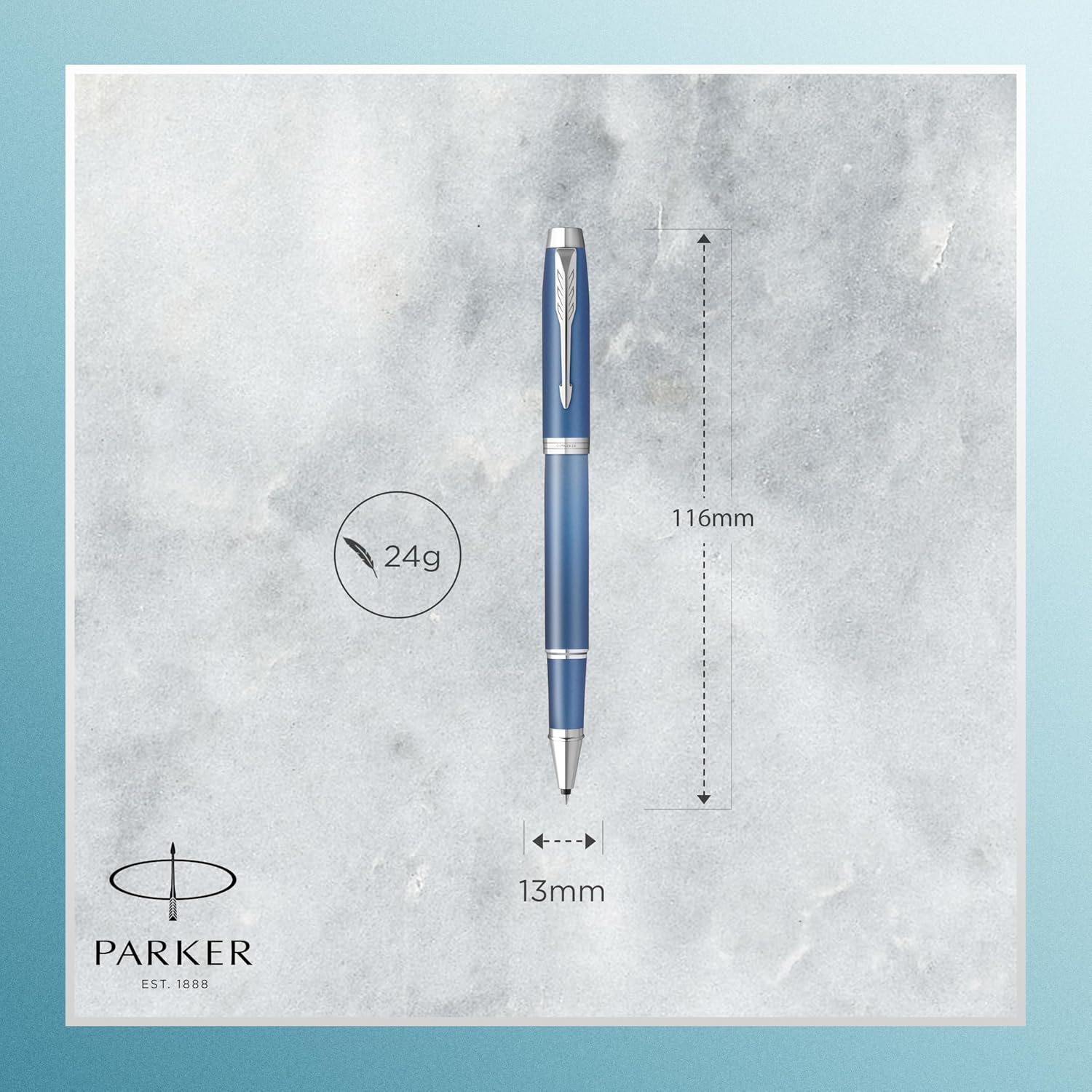 Parker IM Writing Rituals Penna roller | finitura blu rilassante con sfumatura | puntale cromato | punta fine | inchiostro nero | confezione regalo
