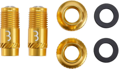 BBB Cycling CoreCap Universal Valve Upgrade Set - 300% More Airflow - High Volume Presta to Schrader Converter - Suitable for All Pumps - 2 Pack - Gold - BTI-165