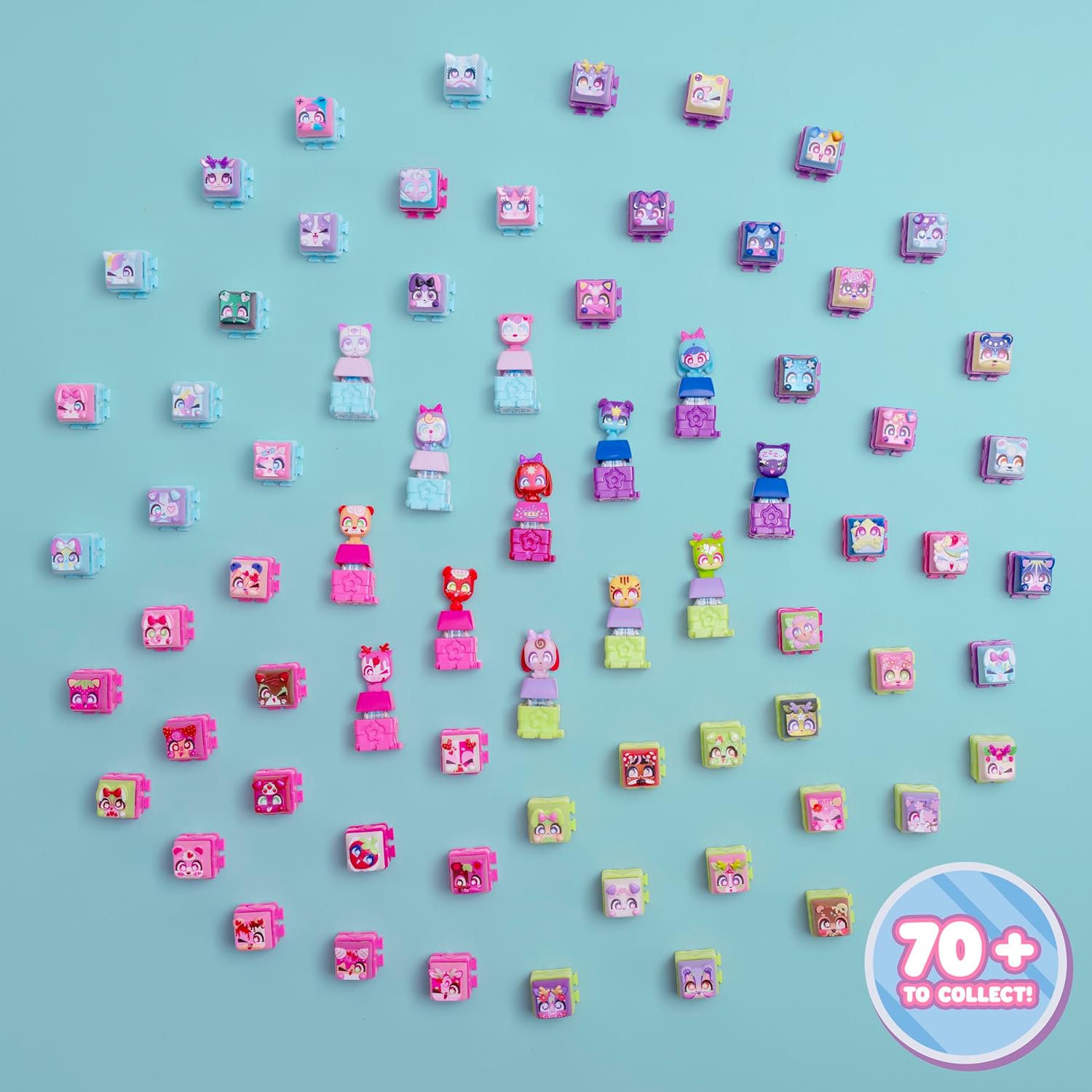 Deluxe Keychain - Includes 7 Clickable Keyboard Collectibles - 70 Characters To Find, Cute Themes & Rare Surprises - Girls Gifts and Collectables Ages 6 Plus, Pink