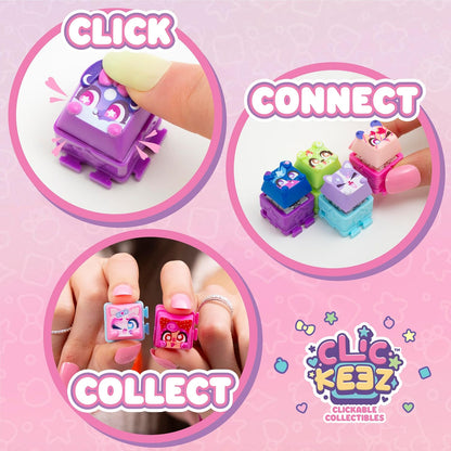 Deluxe Keychain - Includes 7 Clickable Keyboard Collectibles - 70 Characters To Find, Cute Themes & Rare Surprises - Girls Gifts and Collectables Ages 6 Plus, Pink